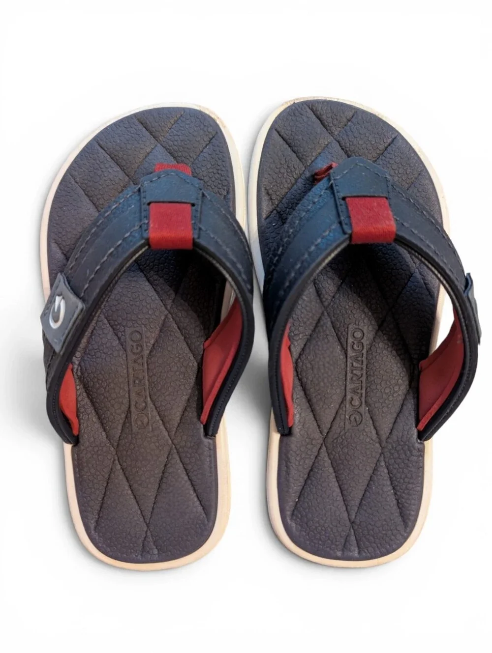Cartago Kid Brazilian Flip Flop Cushioned Sandals Navy Red Toddler Pool Size 11